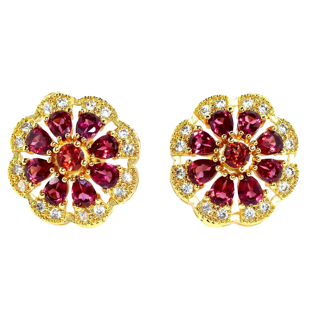 Cercei cu Pietre Semipretioase si Pietre Pretioase din Argint - Cercei argint granat