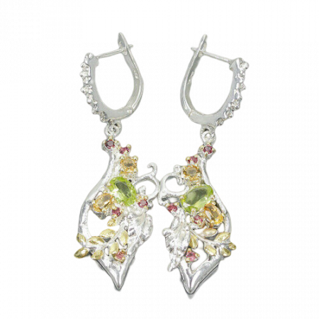 Granat - Cercei argint peridot