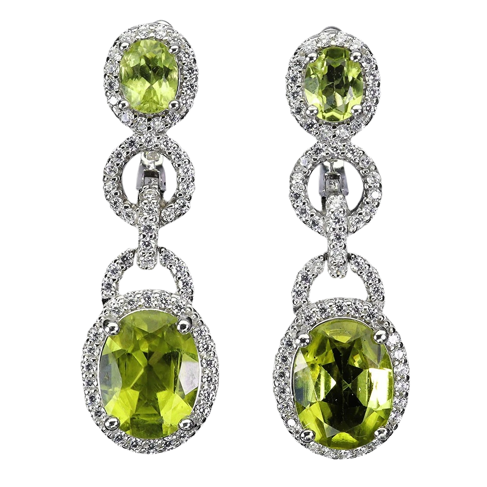 Cercei cu Pietre Semipretioase si Pietre Pretioase din Argint - Cercei argint peridot