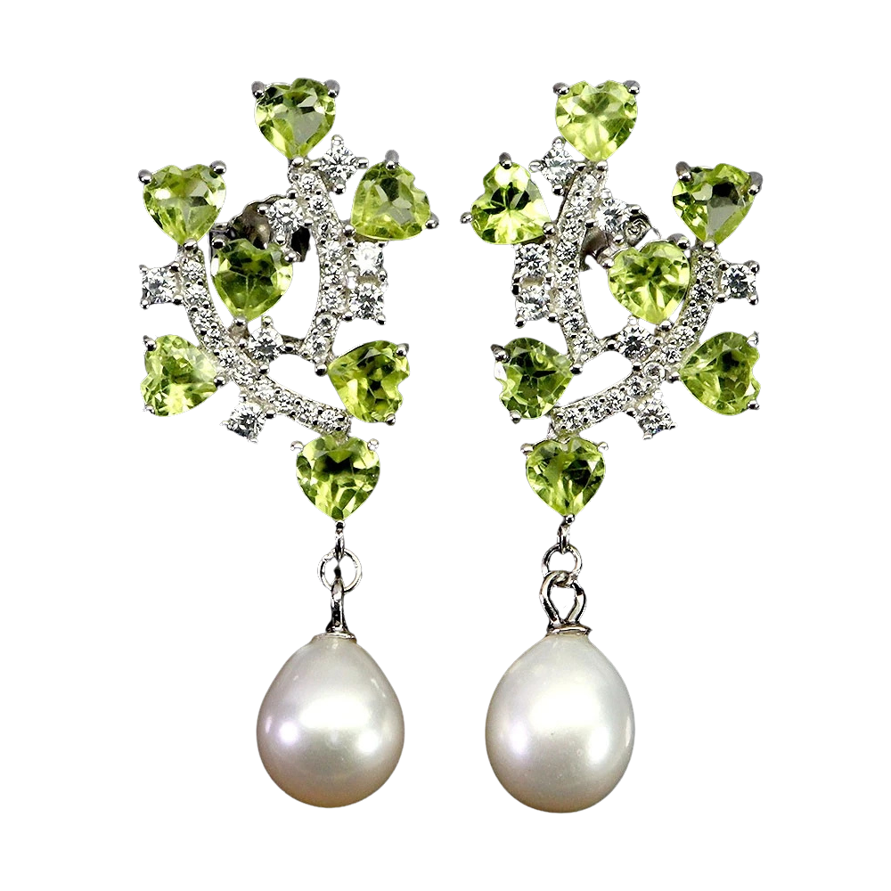 Cercei cu Pietre Semipretioase si Pietre Pretioase din Argint - Cercei argint peridot