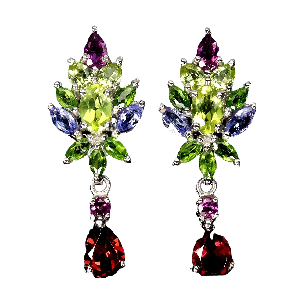 Cercei cu Pietre Semipretioase si Pietre Pretioase din Argint - Cercei argint peridot