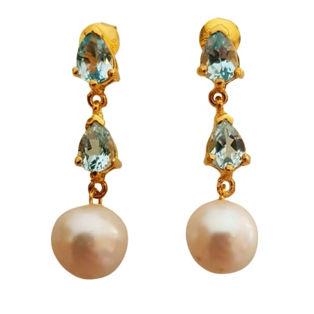 Bijuterii cu Pietre Semiprețioase si Pretioase din Argint - Cercei argint perle topaz