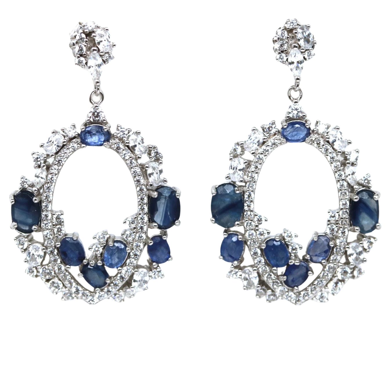 Cercei cu Pietre Semipretioase si Pietre Pretioase din Argint - Cercei argint safir