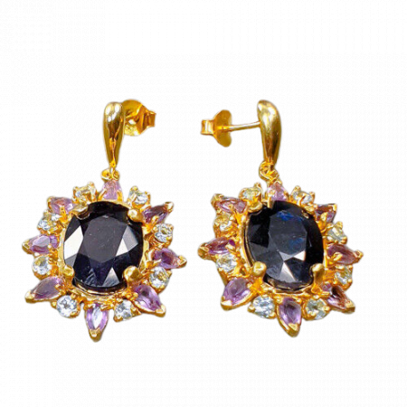 Bijuterii cu Pietre Semiprețioase si Pretioase din Argint - Cercei argint safir