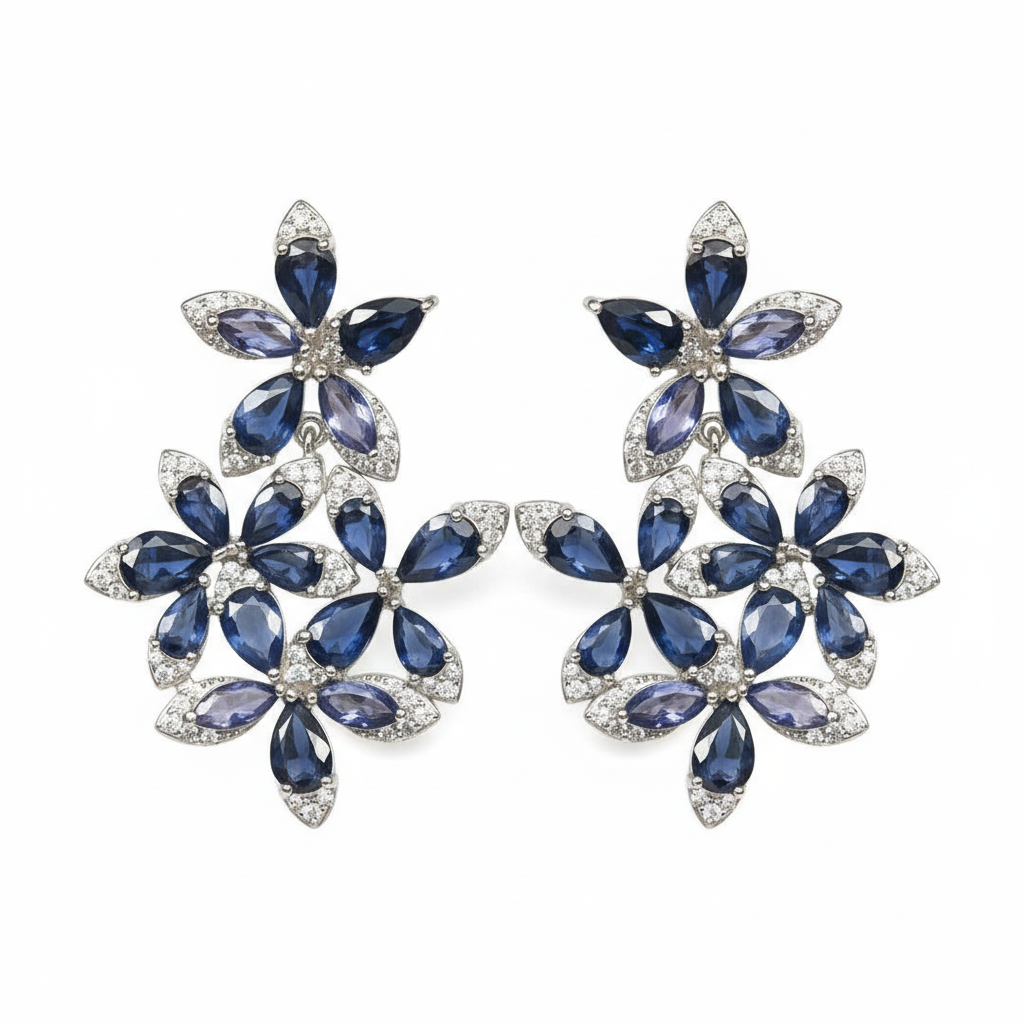 Cercei cu Pietre Semipretioase si Pietre Pretioase din Argint - Cercei argint safir