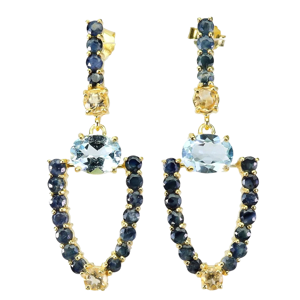 Cercei cu Pietre Semipretioase si Pietre Pretioase din Argint - Cercei argint safir