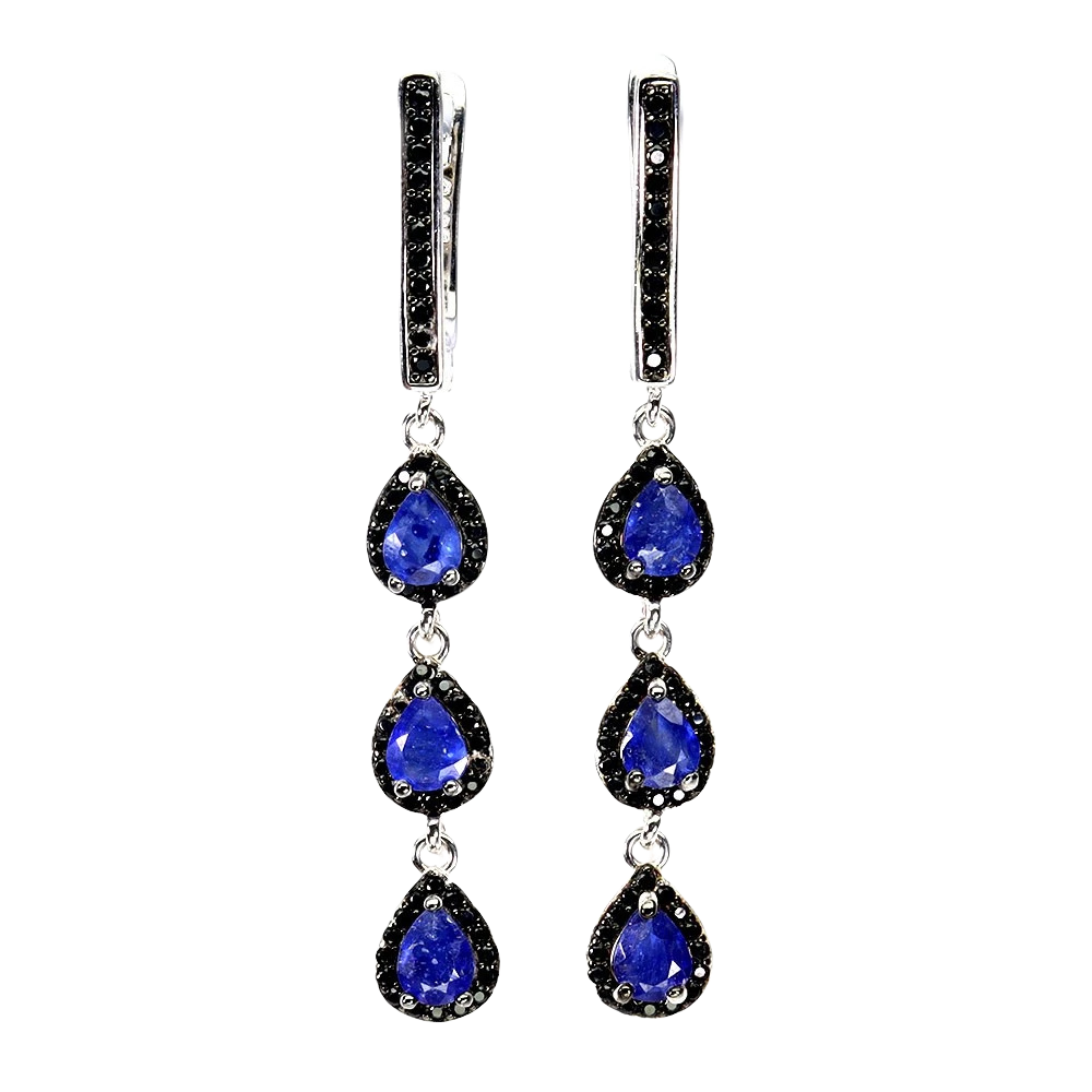 Cercei cu Pietre Semipretioase si Pietre Pretioase din Argint - Cercei argint safir