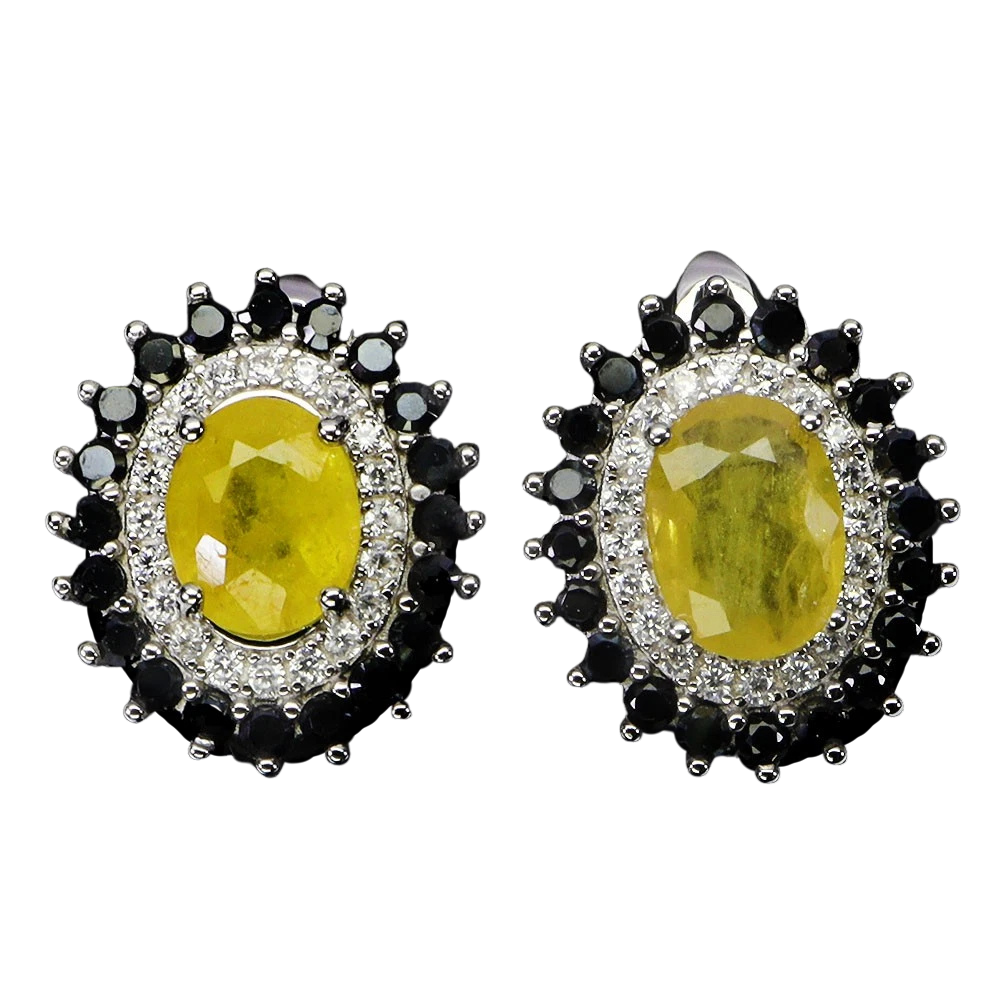 Safir - Cercei argint safir galben