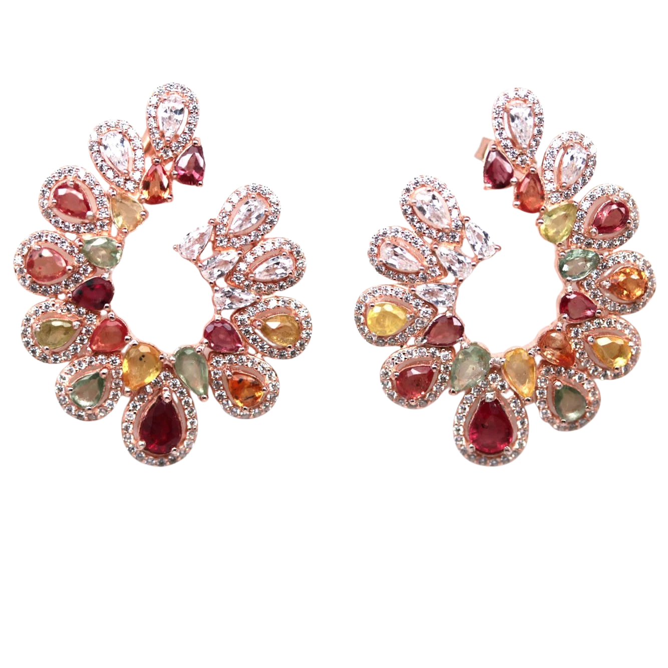 Cercei cu Pietre Semipretioase si Pietre Pretioase din Argint - Cercei argint safir multicolor