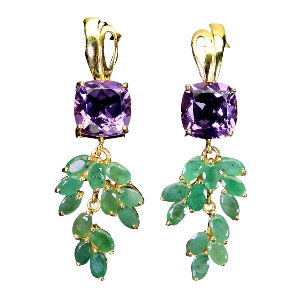 Cercei cu Pietre Semipretioase si Pietre Pretioase din Argint - Cercei argint smarald