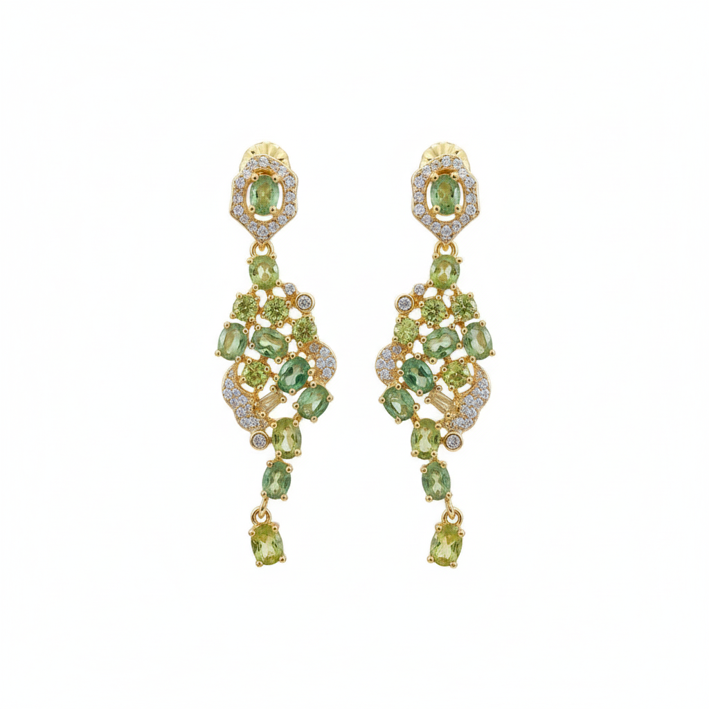 Cercei cu Pietre Semipretioase si Pietre Pretioase din Argint - Cercei argint smarald