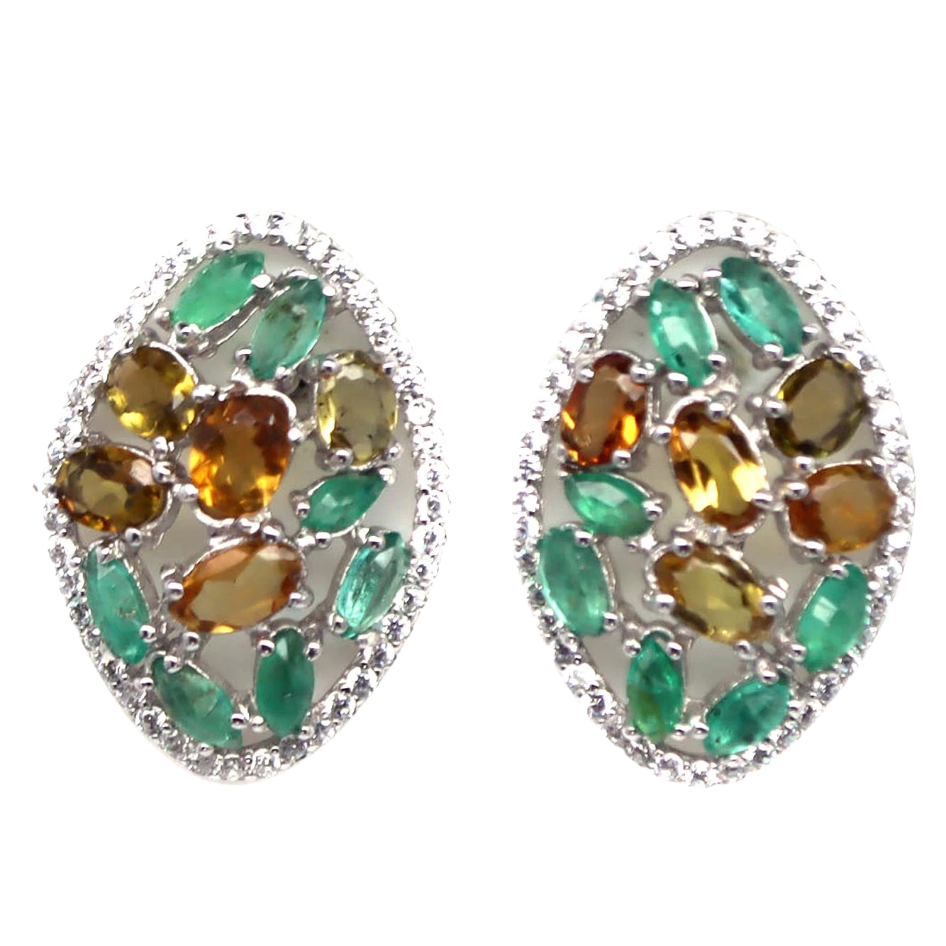 Cercei cu Pietre Semipretioase si Pietre Pretioase din Argint - Cercei argint smarald