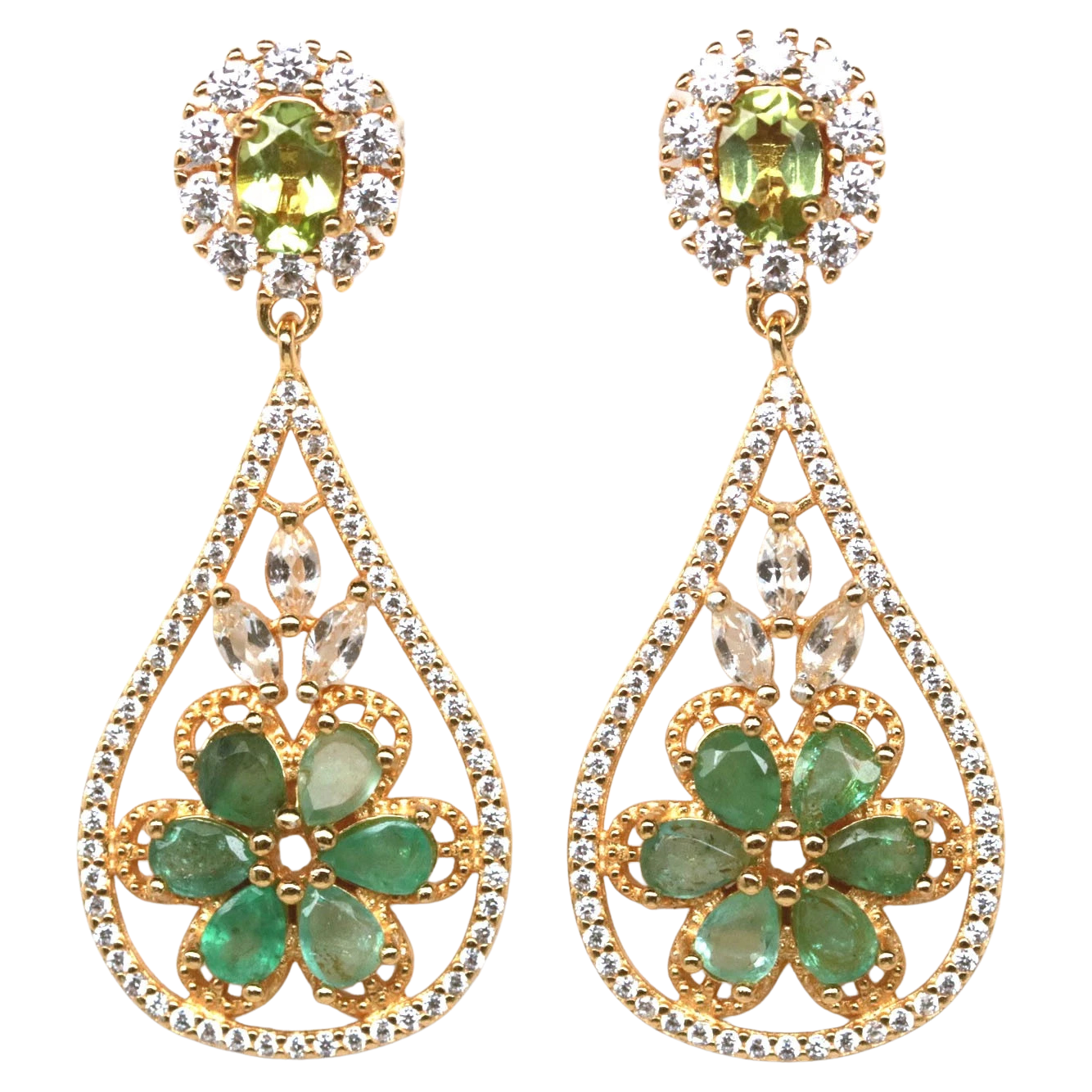 Cercei cu Pietre Semipretioase si Pietre Pretioase din Argint - Cercei argint smarald