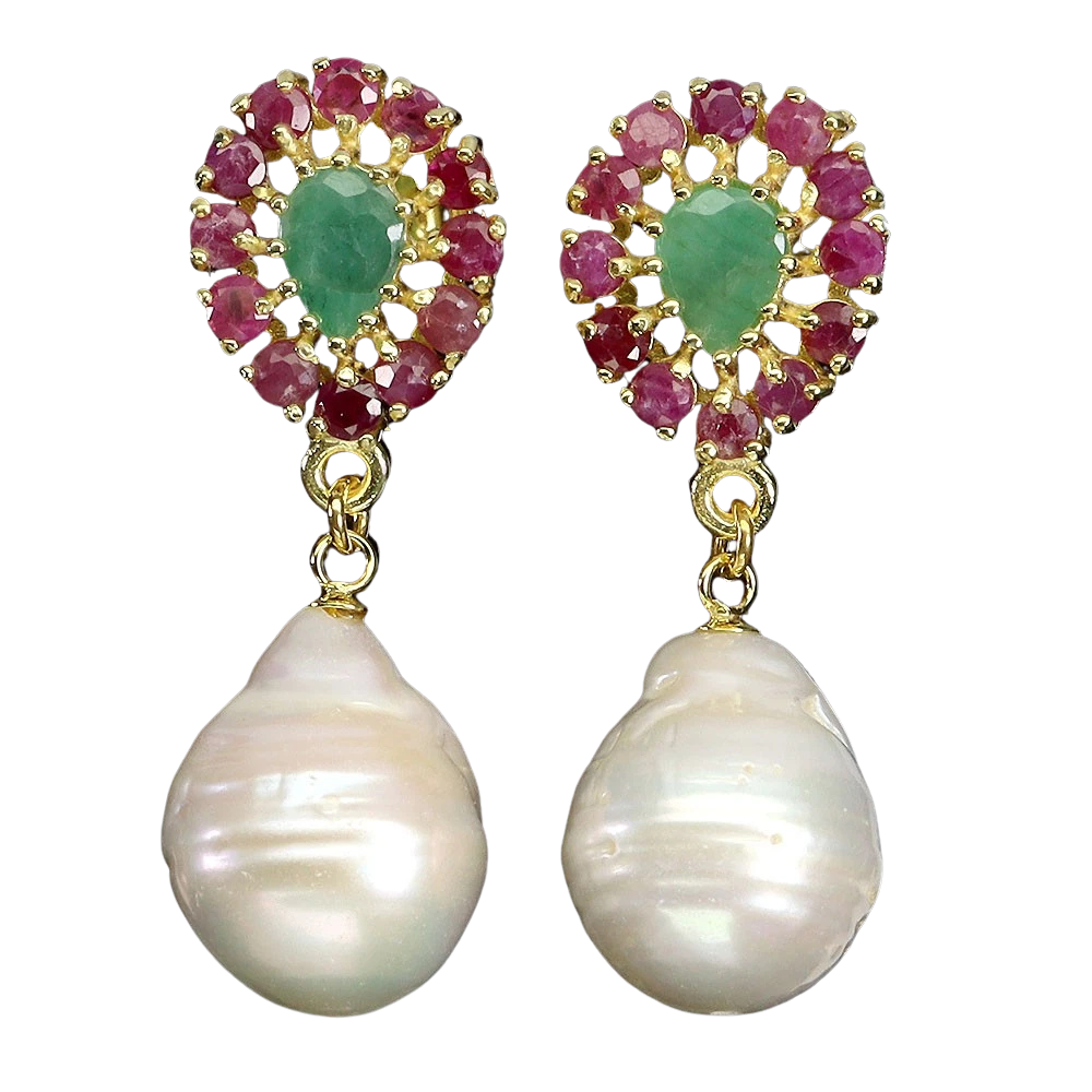 Smarald - Cercei argint smarand perle