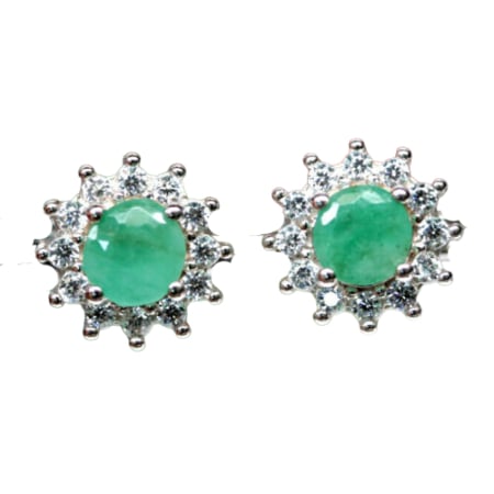 Cercei cu Pietre Semipretioase si Pietre Pretioase din Argint - Cercei argint smarld