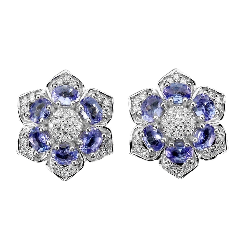 Cercei cu Pietre Semipretioase si Pietre Pretioase din Argint - Cercei argint tanzanit