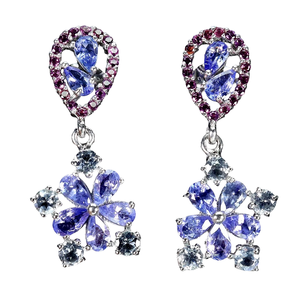 Cercei cu Pietre Semipretioase si Pietre Pretioase din Argint - Cercei argint tanzanit