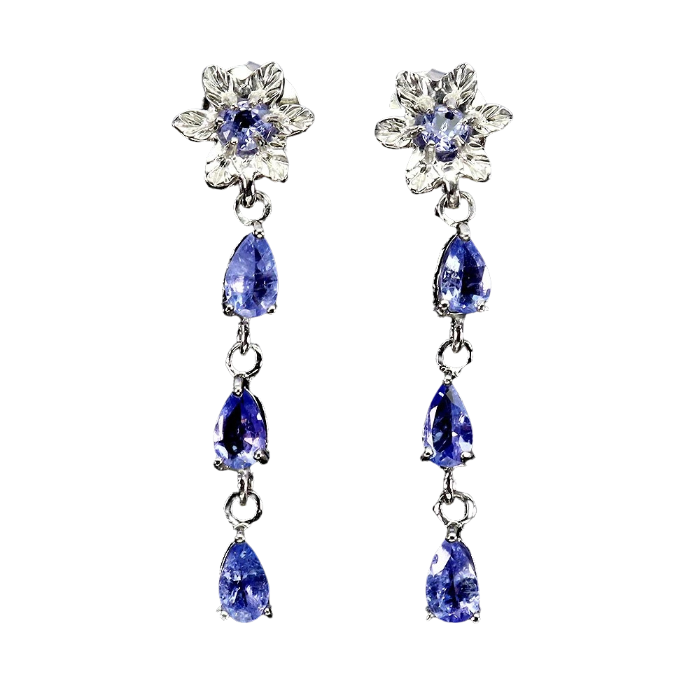 Cercei cu Pietre Semipretioase si Pietre Pretioase din Argint - Cercei argint tanzanit