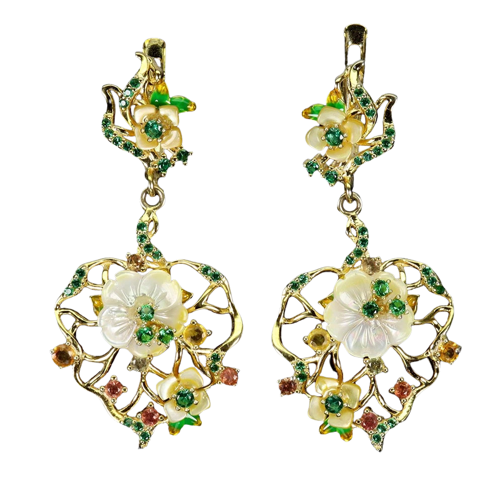 Cercei cu Pietre Semipretioase si Pietre Pretioase din Argint - Cercei argint tsavorit