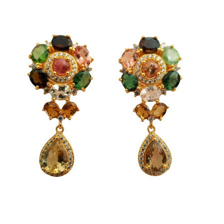 Cercei cu Pietre Semipretioase si Pietre Pretioase din Argint - Cercei argint turmalina