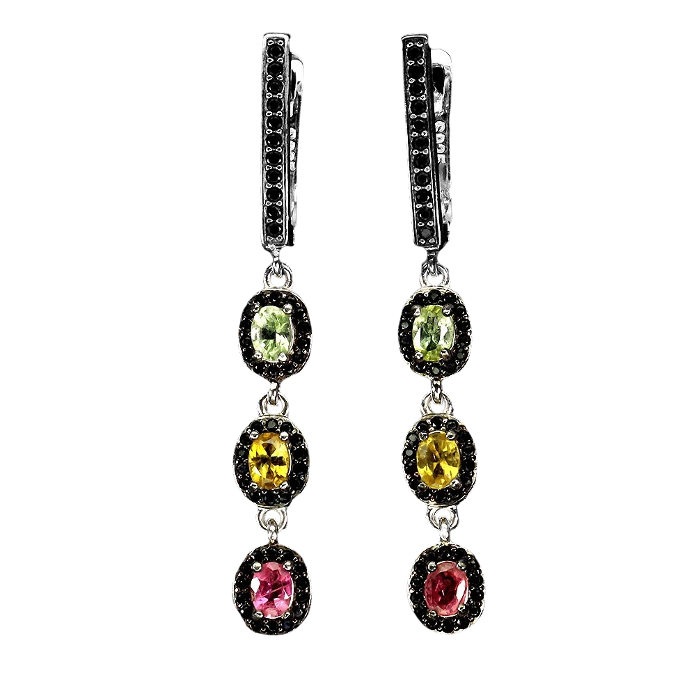 Cercei cu Pietre Semipretioase si Pietre Pretioase din Argint - Cercei argint turmalina