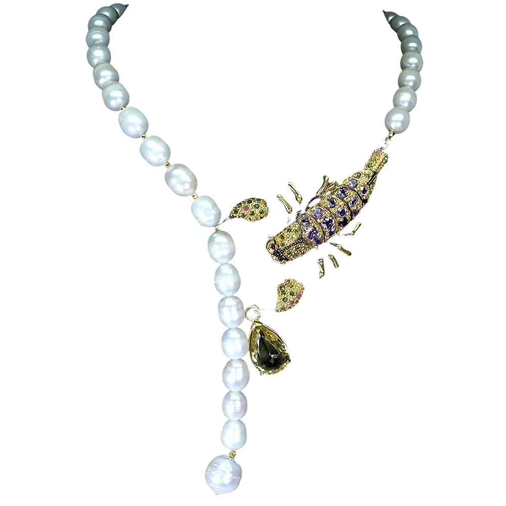 Coliere cu Pietre Semipretioase si Pietre Pretioase din Argint - Colier argint perle ametist