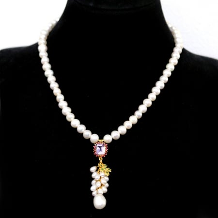 Coliere - Colier argint perle ametist C1827