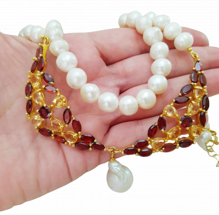 Colier argint perle granat [3]