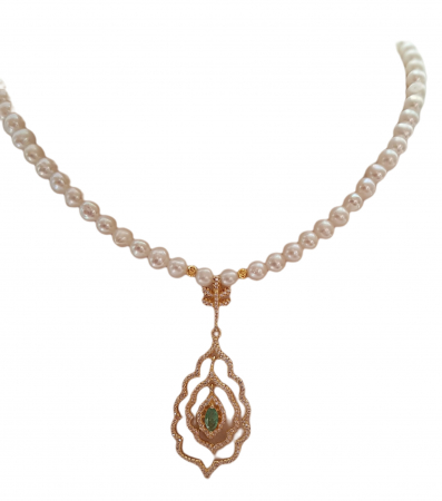 Colier argint perle smarald [0]