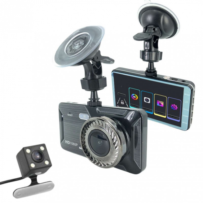 Camera Video Auto Dubla  H309, FullHD, 1080P, Functie WDR, Camera Marsarier 720P, Ecran 4" LCD [2]