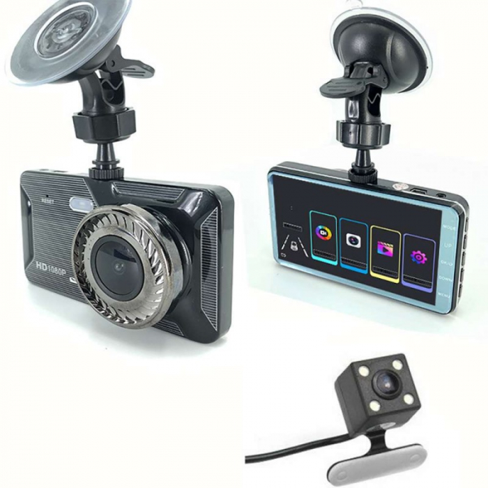 Camera Video Auto Dubla  H309, FullHD, 1080P, Functie WDR, Camera Marsarier 720P, Ecran 4" LCD [9]