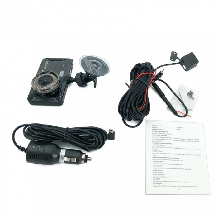 Camera Video Auto Dubla  H309, FullHD, 1080P, Functie WDR, Camera Marsarier 720P, Ecran 4" LCD [8]