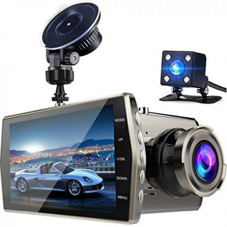 Camera Video Auto DVR Dubla FullHD Techstar® T667 Unghi 170° Display 4" [0]