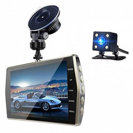 Camera Video Auto DVR Dubla FullHD Techstar® T667 Unghi 170° Display 4" [9]