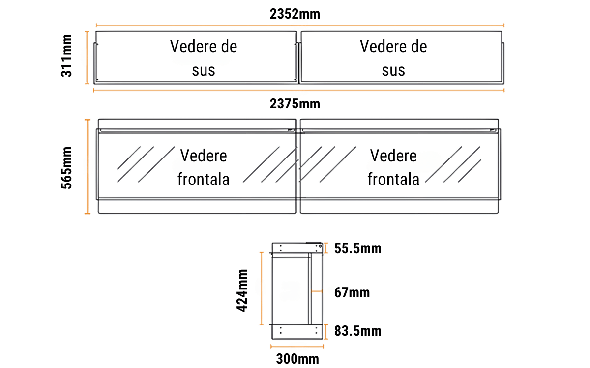 Dimensiuni focar electric NewForest2400