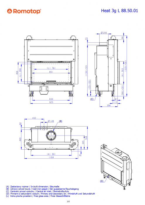 Focar semineu Lemne Romotop H3LF05 cu samota neagra [3]