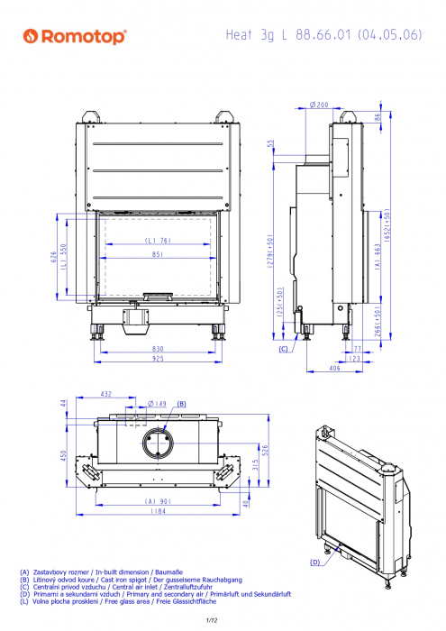 Focar semineu Lemne Romotop H3LJ05 cu samota neagra [2]