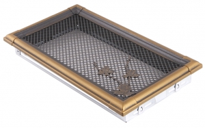 Grile caldura si aerisire - Grila aerisire semineu auriu patinat 16x32cm