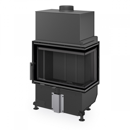 Focare de colt - Focar semineu lemne gama HEAT cu deschidere standard, colt stanga/dreapta si samota neagra