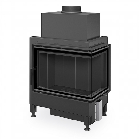 Focare de colt - Focar semineu lemne gama HEAT cu deschidere standard, colt stanga/dreapta si samota neagra
