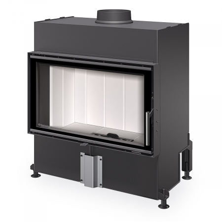 Focare cu geam drept - Focar semineu lemne gama HEAT cu geam drept, deschidere standard, si samota alba