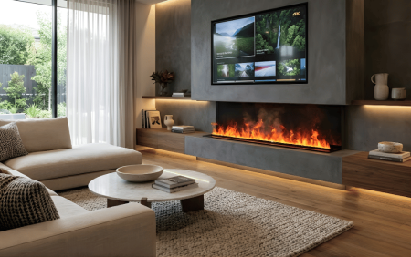 Focare semineu cu vapori de apa - Focar semineu electric 3D, cu vapori de apa, incorporabil