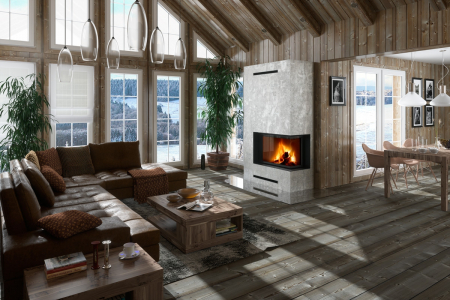 Focar semineu lemne 71x60x34 IMPRESION IR/L2SG21, samota crem [2]