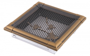 Grile caldura si aerisire - Grila aerisire semineu auriu patinat 16x16cm