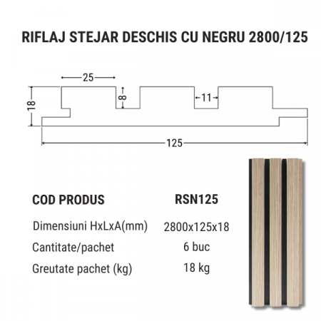 Riflaj Stejar Deschis cu Negru | Contrast Elegant | Gaftos [3]