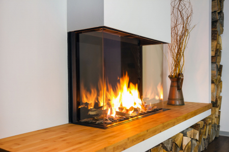 Cu trei geamuri - Semineu pe gaz 3 geamuri NV80F3- Akos | Gaftos Seminee