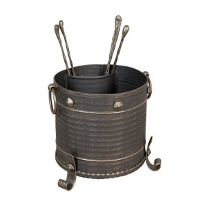 Seturi vatraie, cosuri lemne - Set vatrai semineu Pail - fier forjat, auriu patinat, 4 accesorii