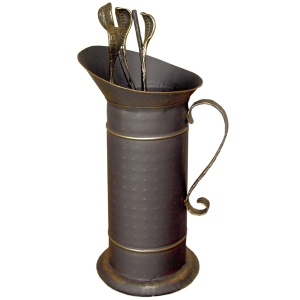 Seturi vatraie, cosuri lemne - Set vatrai semineu Quiver - fier forjat, auriu patinat, 4 accesorii