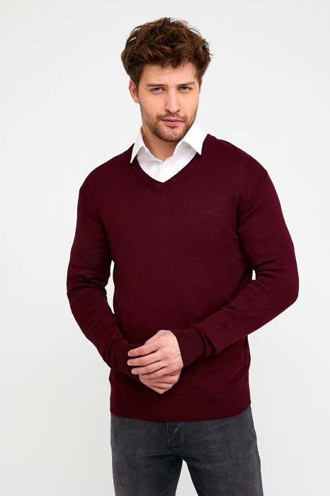 Pulover slim burgund-visiniu cu anchior [2]
