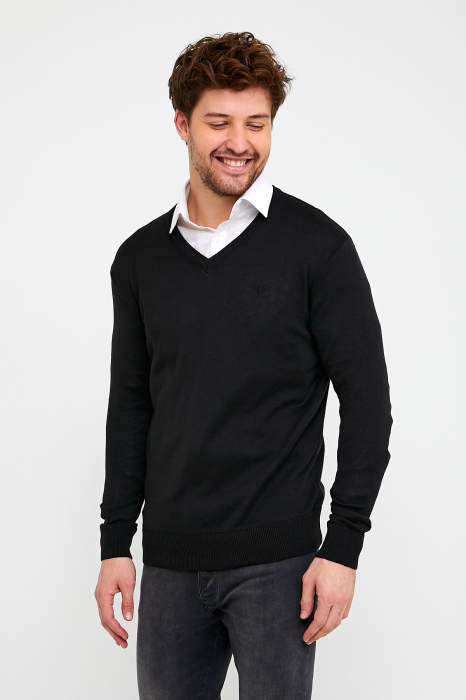 Pulover slim negru cu anchior [2]